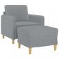 Preview: Sessel mit Hocker Hellgrau 60 cm Stoff