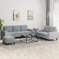 Preview: ARDEBO.de - 3-tlg. Sofagarnitur Hellgrau Stoff