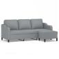 Preview: 3-Sitzer-Sofa mit Hocker Hellgrau 180 cm Stoff