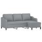 Preview: 3-Sitzer-Sofa mit Hocker Hellgrau 180 cm Stoff