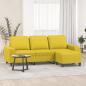 Preview: ARDEBO.de - 3-Sitzer-Sofa mit Hocker Hellgelb 180 cm Stoff