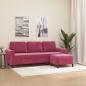 Preview: ARDEBO.de - 3-Sitzer-Sofa mit Hocker Weinrot 180 cm Samt