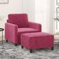 Preview: ARDEBO.de - Sessel mit Hocker Weinrot 60 cm Samt
