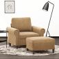 Preview: ARDEBO.de - Sessel mit Hocker Braun 60 cm Samt