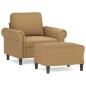 Preview: Sessel mit Hocker Braun 60 cm Samt