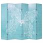 Preview: ARDEBO.de - Raumteiler klappbar 228 x 170 cm Schmetterling Blau