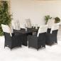 Preview: ARDEBO.de - 7-tlg. Garten-Essgruppe mit Kissen Schwarz Poly Rattan