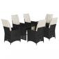 Preview: 7-tlg. Garten-Essgruppe mit Kissen Schwarz Poly Rattan