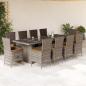 Preview: ARDEBO.de - 11-tlg. Garten-Essgruppe mit Kissen Grau Poly Rattan