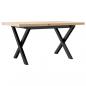 Preview: Couchtisch X-Gestell 80x50x40,5cm Massivholz Kiefer & Gusseisen