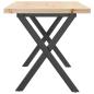 Preview: Couchtisch X-Gestell 90x40x45,5cm Massivholz Kiefer & Gusseisen