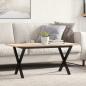 Preview: ARDEBO.de - Couchtisch X-Gestell 100x50x45 cm Massivholz Kiefer & Gusseisen