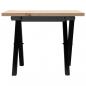 Preview: Couchtisch X-Gestell 50x50x35cm Massivholz Kiefer und Gusseisen