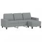 Preview: 3-Sitzer-Sofa mit Hocker Hellgrau 180 cm Stoff