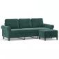 Preview: 3-Sitzer-Sofa mit Hocker Dunkelgrün 180 cm Samt