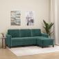 Preview: ARDEBO.de - 3-Sitzer-Sofa mit Hocker Dunkelgrün 180 cm Samt