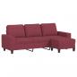Preview: 3-Sitzer-Sofa mit Hocker Weinrot 180 cm Stoff