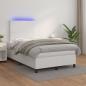 Preview: ARDEBO.de - Boxspringbett mit Matratze & LED Weiß 120x200 cm Kunstleder