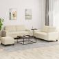 Preview: ARDEBO.de - 3-tlg. Sofagarnitur Creme Stoff