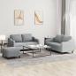 Preview: ARDEBO.de - 3-tlg. Sofagarnitur mit Kissen Hellgrau Stoff