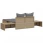 Preview: Doppel-Sonnenliege mit Auflagen Beige Poly Rattan