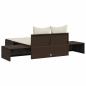 Preview: Doppel-Sonnenliege mit Auflagen Braun Poly Rattan