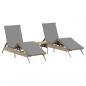 Preview: Sonnenliegen 2 Stk. mit Tisch Beige Poly Rattan