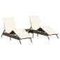 Preview: Sonnenliegen 2 Stk. mit Tisch Braun Poly Rattan