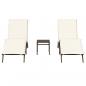 Preview: Sonnenliegen 2 Stk. mit Tisch Braun Poly Rattan