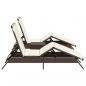 Preview: Sonnenliegen 2 Stk. mit Tisch Braun Poly Rattan