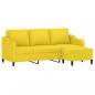 Preview: 3-Sitzer-Sofa mit Hocker Hellgelb 180 cm Stoff