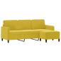 Preview: 3-Sitzer-Sofa mit Hocker Gelb 180 cm Samt