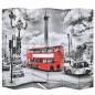 Preview: ARDEBO.de - Raumteiler klappbar 228 x 170 cm London Bus Schwarz-Weiß