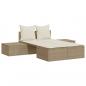 Preview: Doppel-Sonnenliege mit Auflagen Beige Poly Rattan