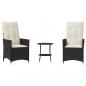 Preview: 3-tlg. Bistro-Set mit Kissen Schwarz Poly Rattan