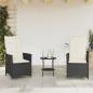 Preview: 3-tlg. Bistro-Set mit Kissen Schwarz Poly Rattan