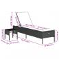Preview: Sonnenliege mit Tisch und Auflage Hellgrau Poly Rattan