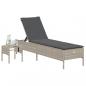 Preview: Sonnenliege mit Tisch und Auflage Hellgrau Poly Rattan