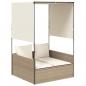 Preview: Doppel-Sonnenliege mit Dach und Vorhängen Beige Poly Rattan