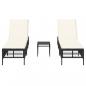 Preview: Sonnenliegen 2 Stk. mit Tisch Schwarz Poly Rattan