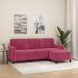 Preview: ARDEBO.de - 3-Sitzer-Sofa mit Hocker Weinrot 180 cm Samt