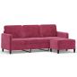 Preview: 3-Sitzer-Sofa mit Hocker Weinrot 180 cm Samt