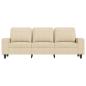 Preview: 3-Sitzer-Sofa mit Hocker Creme 180 cm Stoff