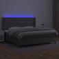 Preview: Boxspringbett mit Matratze & LED Grau 200x200 cm Kunstleder