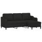 Preview: 3-Sitzer-Sofa mit Hocker Schwarz 180 cm Stoff