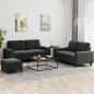 Preview: ARDEBO.de - 3-tlg. Sofagarnitur Schwarz Stoff
