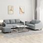 Preview: ARDEBO.de - 3-tlg. Sofagarnitur mit Kissen Hellgrau Stoff