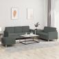 Preview: ARDEBO.de - 3-tlg. Sofagarnitur mit Kissen Dunkelgrau Stoff