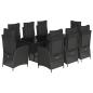 Preview: 9-tlg. Garten-Essgruppe mit Kissen Schwarz Poly Rattan