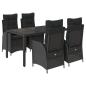 Preview: ARDEBO.de - 5-tlg. Garten-Essgruppe mit Kissen Schwarz Poly Rattan